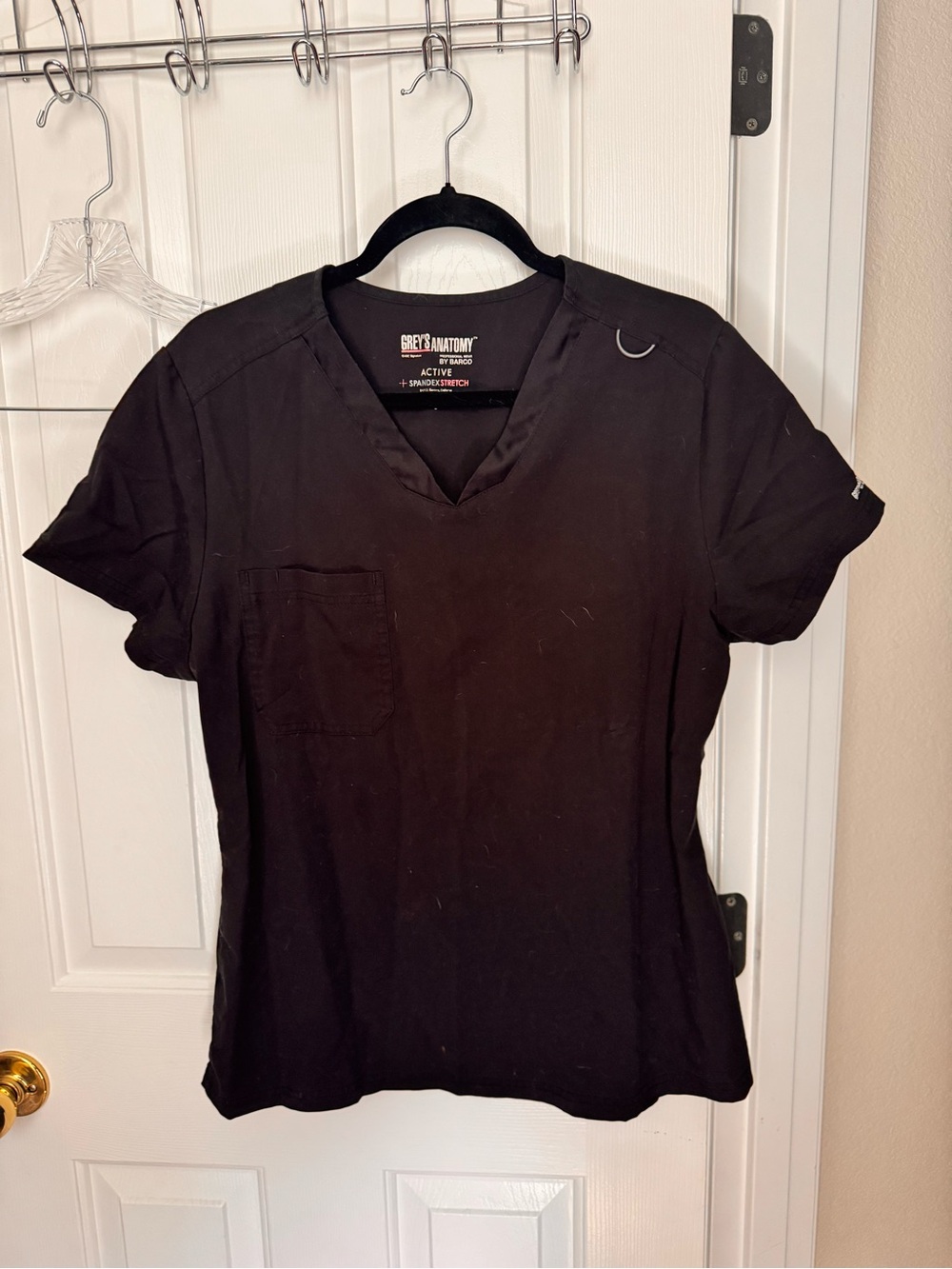 Grey's Anatomy Black V-Neck Short Sleeve Scrub Top with Chest Pocket